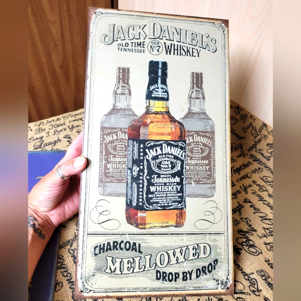 Jack Daniels whiskey metal sign  distressed